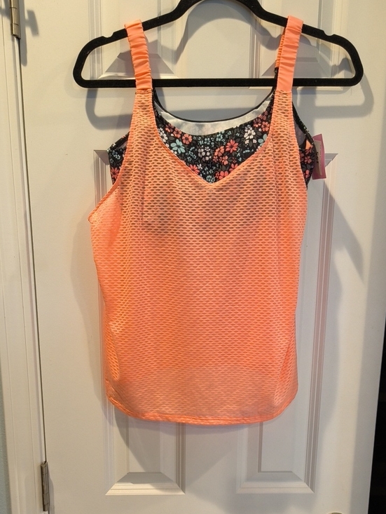 ZeroXposur Other - ZeroXposur Peach Mesh Tank with Floral Inner